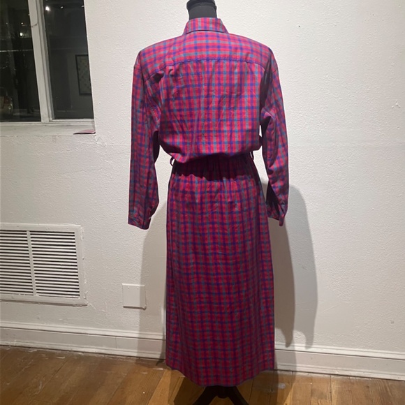 Liz Claiborne vintage Pink and Blue Plaid midi/Maxi dress - Picture 13 of 15